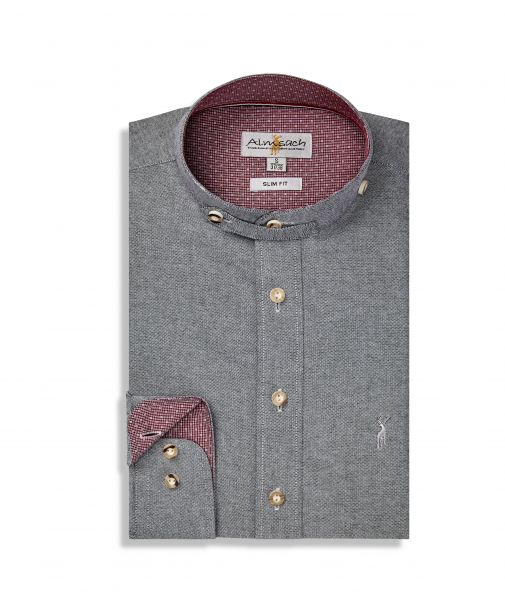 Trachtenhemd Pfittershof grau Slim Fit Langarm Almsach