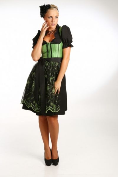 Dirndl midi 60 cm Cora schwarz/grün Fuchs
