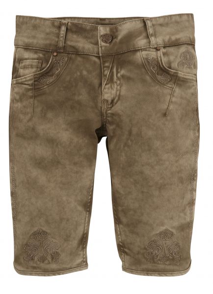 Trachtenjeans Bermuda Hendrina schlamm braun Hangowear