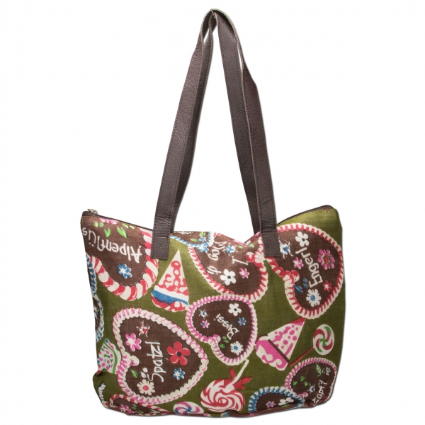Trachten Shopper Tasche Sweet Temptation Lebkuchenherz grün