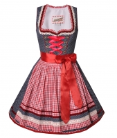 B-Ware / 2. Wahl - Dirndl mini blau Herzchen/Karoschürze rot weiß Andreas Gabalier Kollektion Krüger