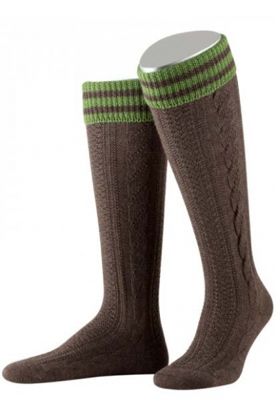 TRACHTEN KNIEBUNDSTRUMPF SOCKEN STRÜMPFE HANDGEZOGENER ZOPF BRAUN/APFELGRÜN