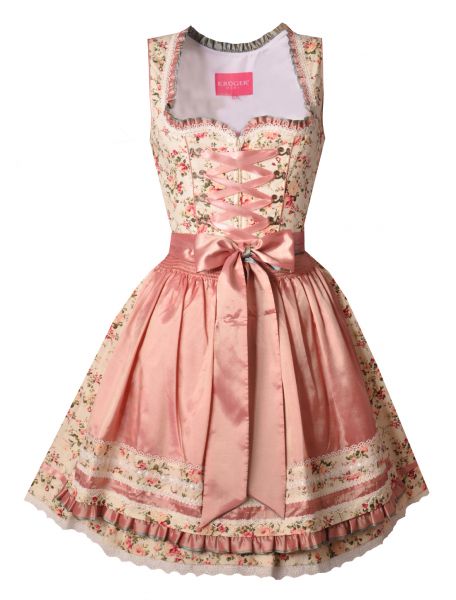 B- Ware / 2. Wahl - Dirndl mini 51cm Wiedmais geblümt rosa Krüger Madl