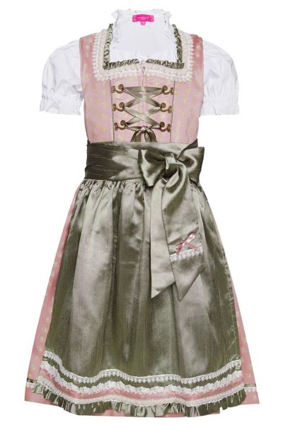 Kinderdirndl Berching rosa/grün Trachtenset 3-tlg. Krüger
