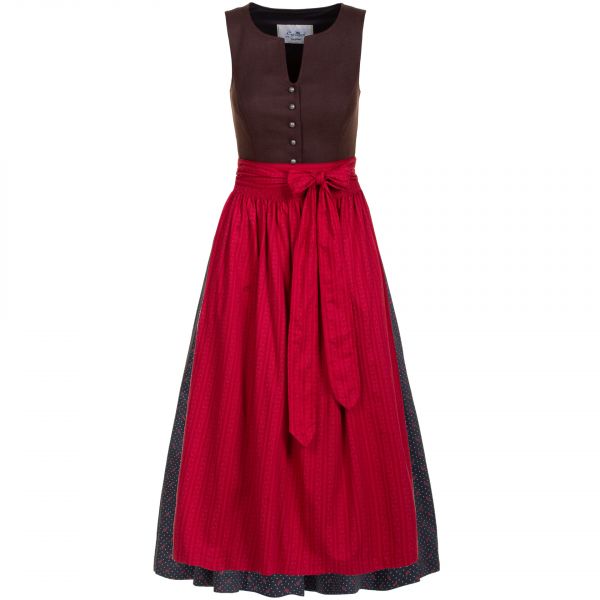 Dirndl lang 80 cm Liesbeth braun rot Trachten Stoiber