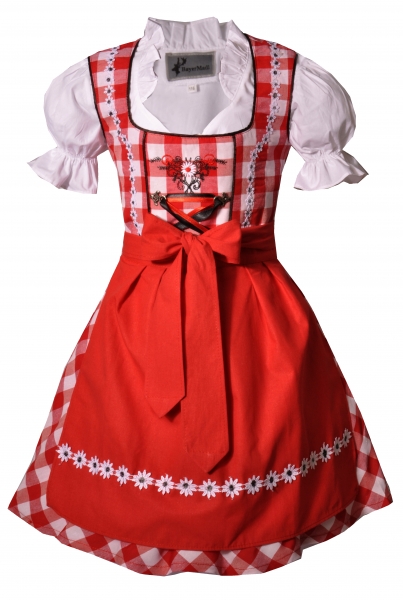 Kinderdirndl Dürrwangen rot/weiß Set 3-tlg. BayerMadl