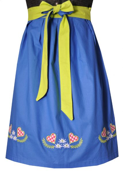 Dirndlschürze mini 58 cm Riedersfurt blau / grün