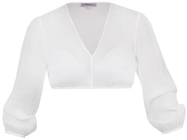 Dirndlbluse Saldenburg offwhite lang Puffärmel transparente Spitze Marjo