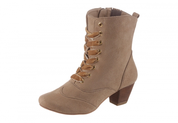 B-Ware / 2. Wahl - Trachten Stiefelette Runding taupe mit Schnürung Hirschkogel