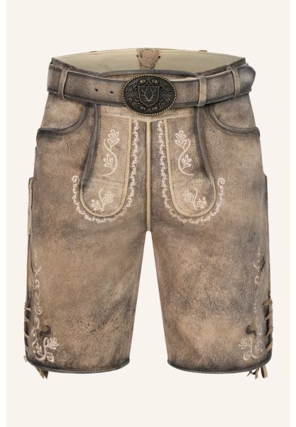 Lederhose kurz Melo hellbraun mit Gürtel Krüger