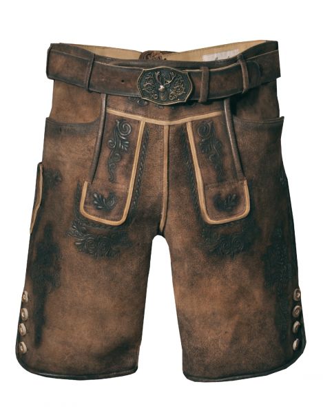 Lederhose kurz Ametsbichl braun mit Gürtel Fuchs