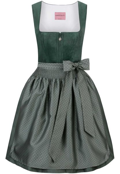 Dirndl midi 60 cm Mila dunkelgrün Samtoptik Wiesnwuid
