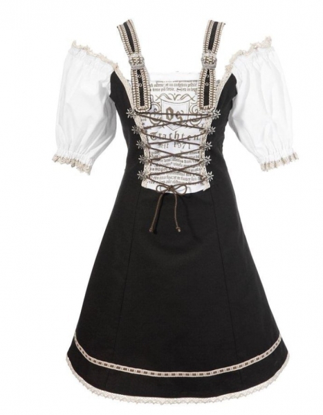 B-Ware / 2. Wahl - Landhauskleid midi 50 cm Wiedergeltingen schwarz weiß OS  Trachten | B-Ware / 2. Wahl - Landhauskleid midi 50 cm Wiedergeltingen  schwarz weiß OS Trachten | Dirndl mini ab 48 cm | Damen | Trachtenoutlet24