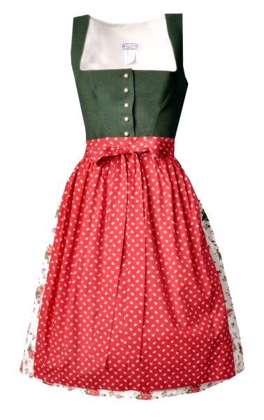 Dirndl midi 70 cm Autenzell grün rot geblümt Hannah Collection