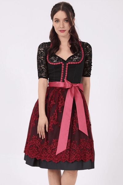 Dirndl Designerdirndl midi 60 cm Annalise schwarz rot Krüger Madl