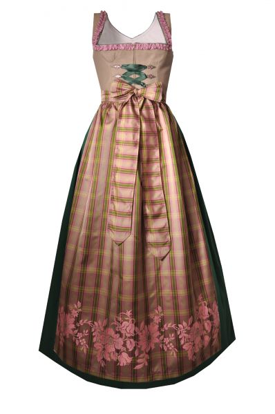 Dirndl Designerdirndl lang 93cm Atzing grau rosa grün Hannah Collection