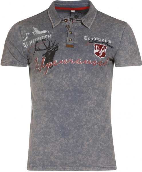 Trachtenshirt Poloshirt Alpenrausch blau Marjo