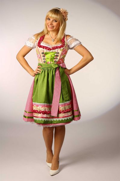 Dirndl midi 60 cm Amira rot/pink/grün Fuchs