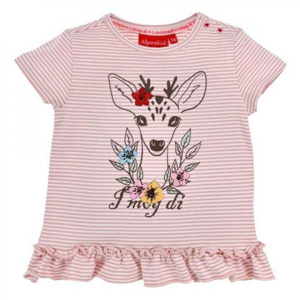 Kinder T-Shirt "I mog di" rosa weiß geringelt Halbarm Bondi