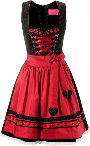 B-Ware / 2. Wahl - Dirndl mini 50 cm Shiner schwarz rot Krüger