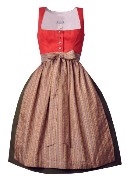 Dirndl midi 63cm Holzham rot grün Hannah Collection