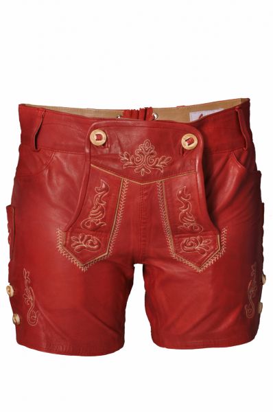 Lederhose kurz Liane rot Fuchs