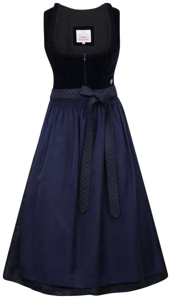 Samtdirndl midi 65 cm Rabenstein midnight dunkelblau Marjo
