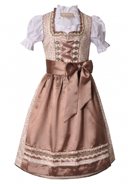 Kinderdirndl Set Traunstein ecru beige rose Trachtenset 3-tlg. Krüger