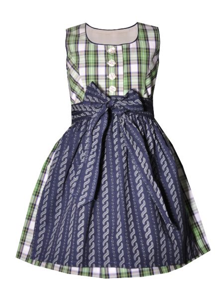 Kinderdirndl Schwaibach grün blau karo blau weiß Hannah Collection