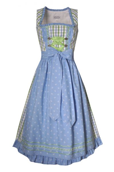 Dirndl midi 68cm Altofing blau hellblau grün Hannah Collection