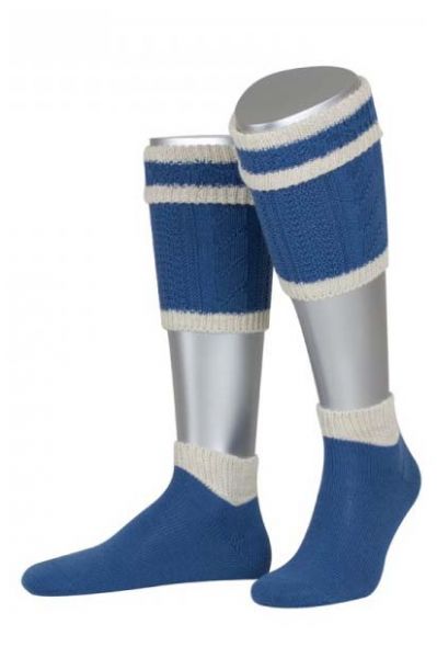 Trachtensocken-Wadenwärmer Loferl blau/sand
