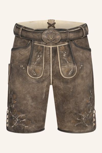 Lederhose kurz Wanja braun mit Gürtel Krüger